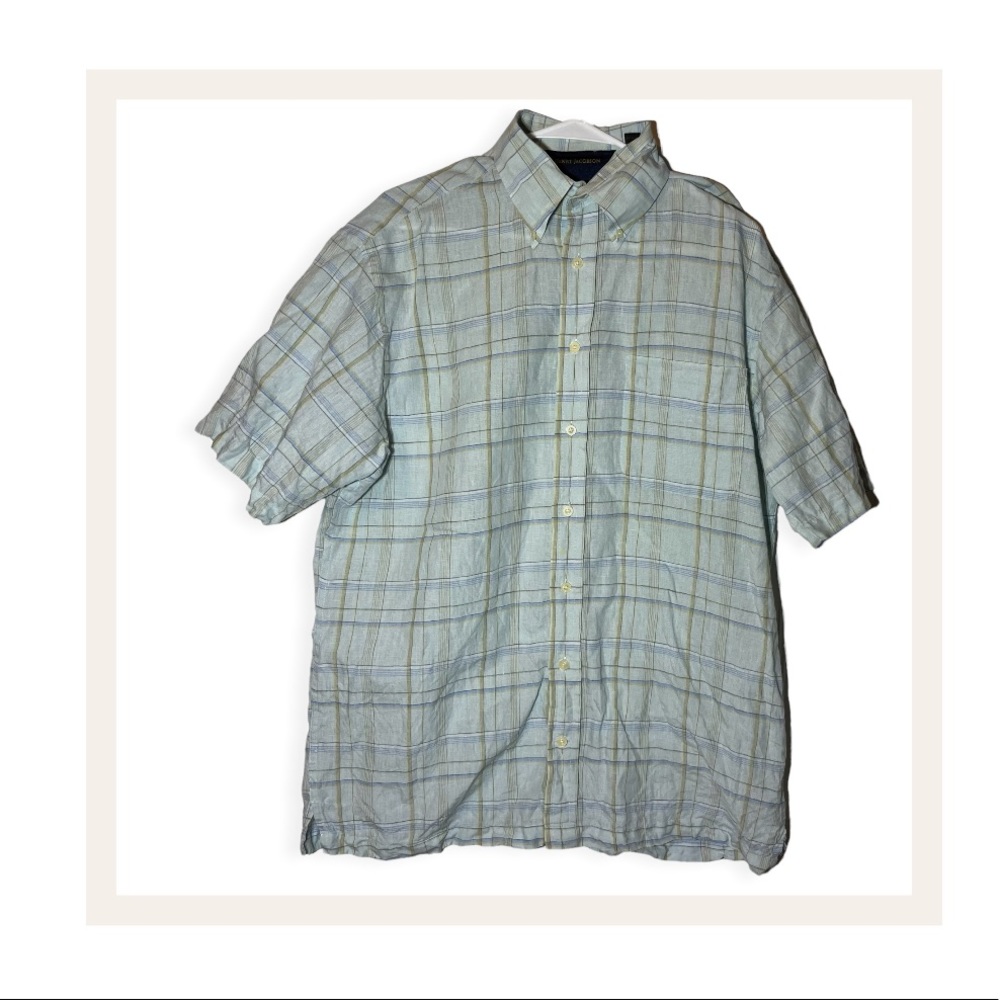 Henry Jacobson 100% Linen Button-Down Shirt (Men's Medium)